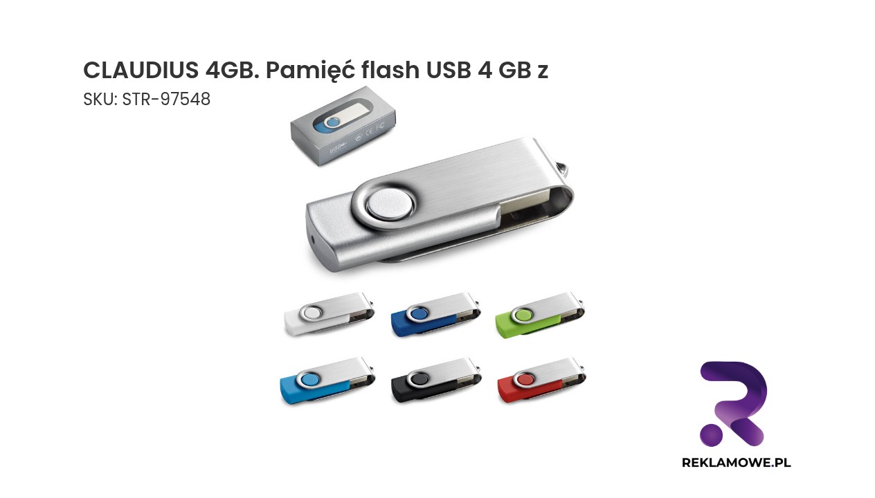 CLAUDIUS 4GB. Pamięć flash USB 4 GB z metalowym klipsem CLAUDIUS 4GB Pamięć flash USB o pojemności 4 GB