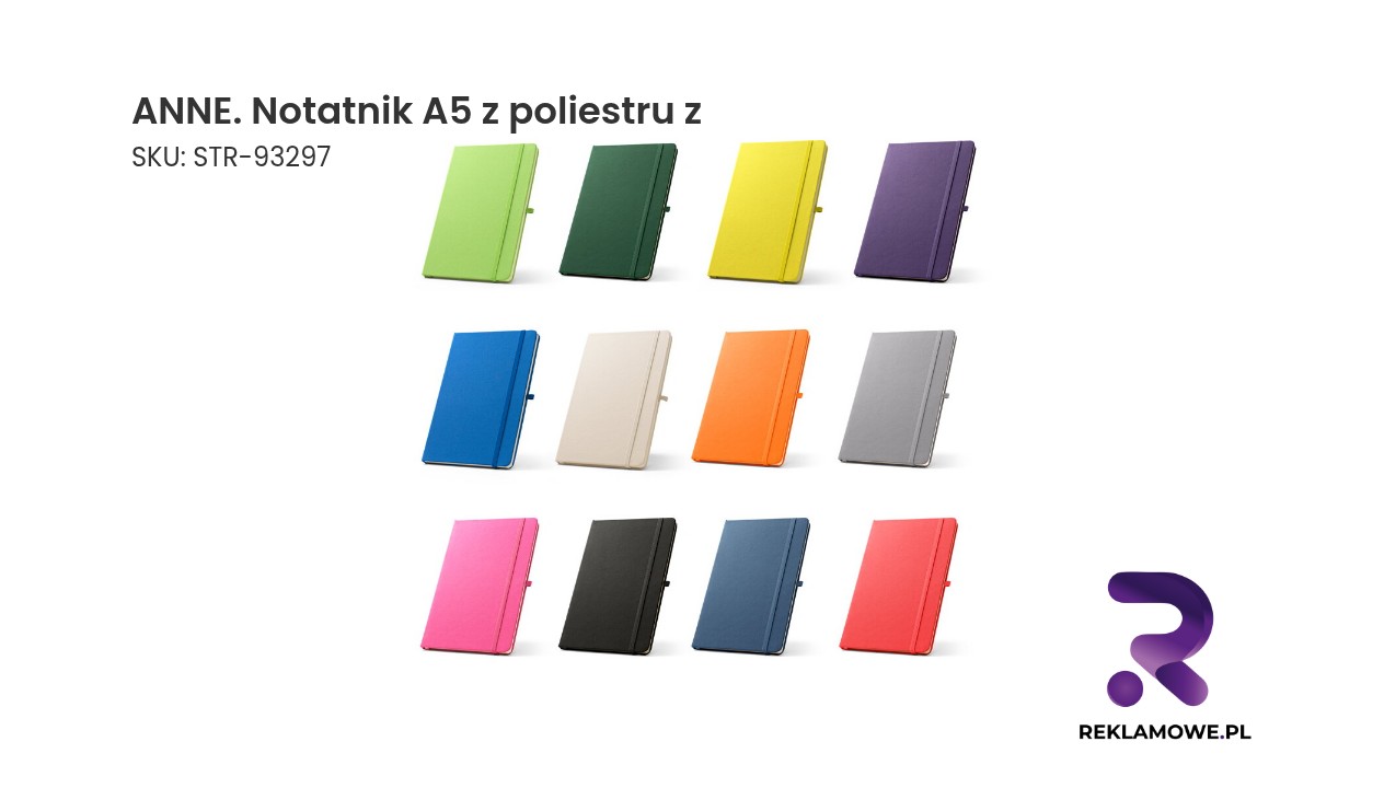 ANNE. Notatnik A5 z poliestru z recyklingu (100% rPET) z kartkami w linie ANNE notatnik A5 z poliestru